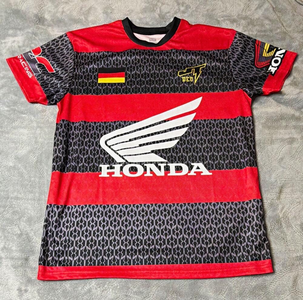 Honda Racing Men's Black Red Wing Graphic Logo T-Shirt Large Short Sleeve Crew